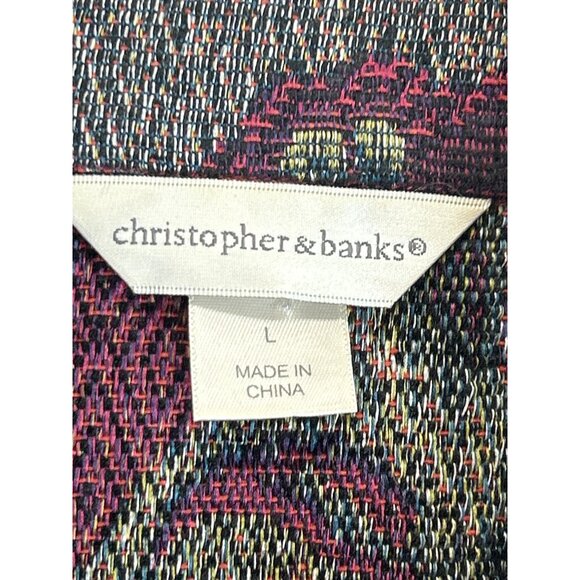Christopher & Banks Blazer Womens Large Purple Gray Tapestry‎ Brocade Floral - Picture 3 of 7